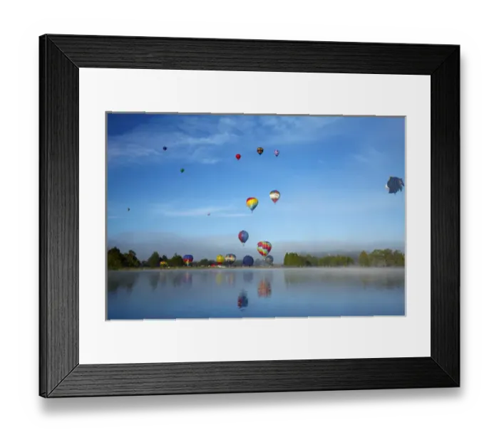 Framed Print : Hot air balloons, Balloons over Waikato Festival, Lake Rotoroa, Hamilton, Waikato