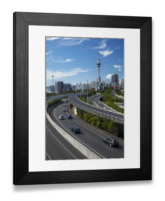Framed Print : Motorways and Skytower, Auckland, North Island, New Zealand Framed Print : Motorways and Skytower, Auckland, North Island, New Zealand