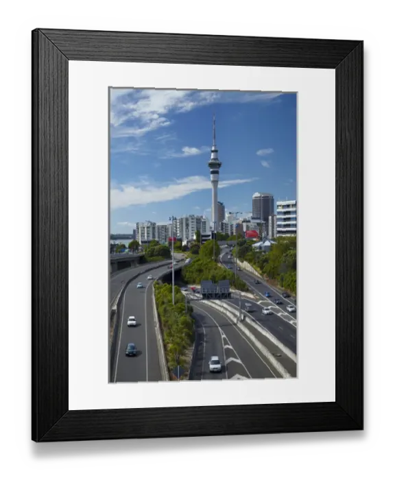 Framed Print : Motorways and Skytower, Auckland, North Island, New Zealand Framed Print : Motorways and Skytower, Auckland, North Island, New Zealand