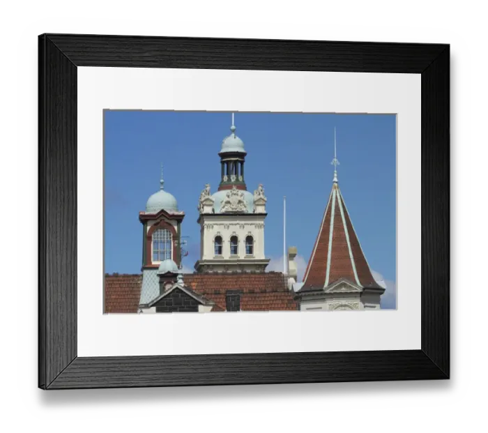 Framed Print : Turrets, Spires & Clock Tower, Historic Railway Station, Dunedin, South Island, New Framed Print : Turrets, Spires & Clock Tower, Historic Railway Station, Dunedin, South Island, New