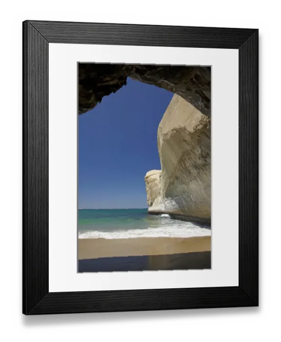 Framed Print : Sea cave, beach and cliffs, Tunnel Beach, Dunedin, South Island, New Zealand Framed Print : Sea cave, beach and cliffs, Tunnel Beach, Dunedin, South Island, New Zealand