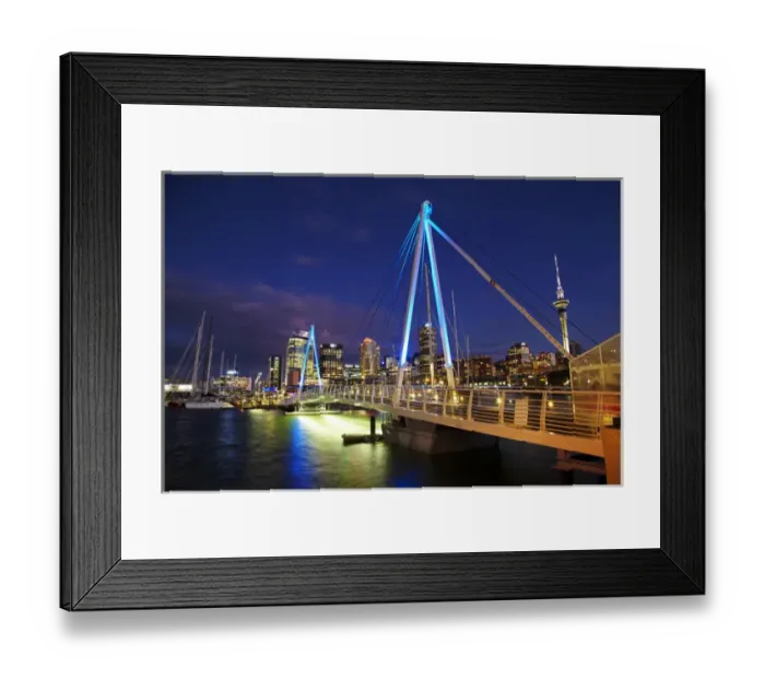 Framed Print : Wynyard Crossing bridge between Viaduct Harbour and Wynyard Quarter, Auckland waterfront Framed Print : Wynyard Crossing bridge between Viaduct Harbour and Wynyard Quarter, Auckland waterfront