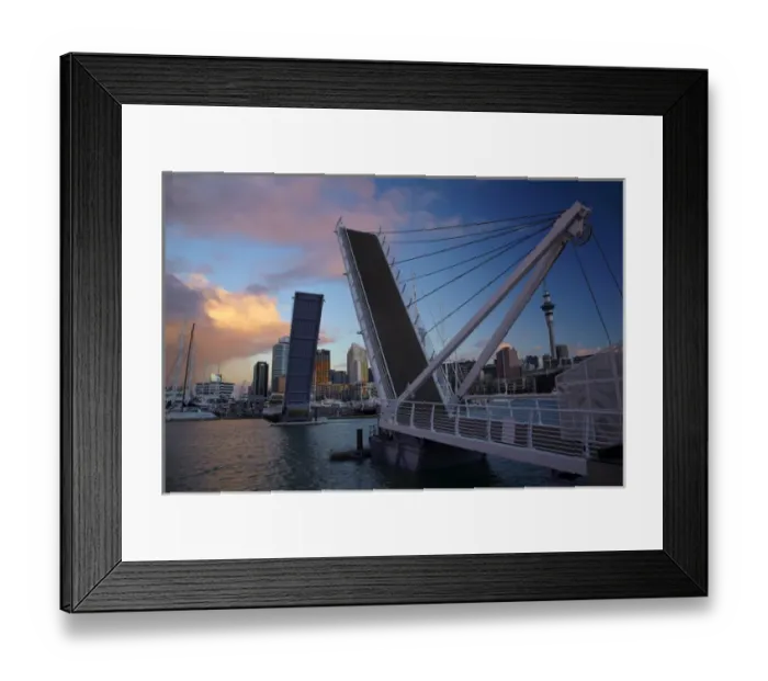 Framed Print : Wynyard Crossing bridge between Viaduct Harbour and Wynyard Quarter, Auckland waterfront Framed Print : Wynyard Crossing bridge between Viaduct Harbour and Wynyard Quarter, Auckland waterfront