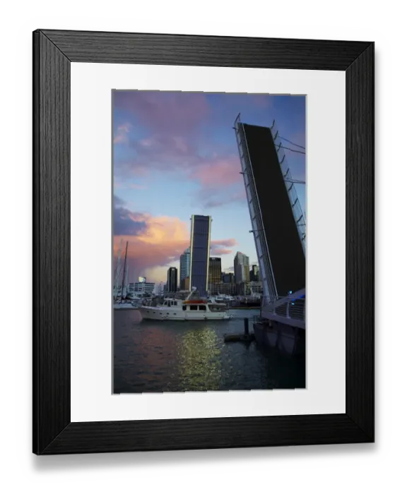 Framed Print : Wynyard Crossing bridge between Viaduct Harbour and Wynyard Quarter, Auckland waterfront