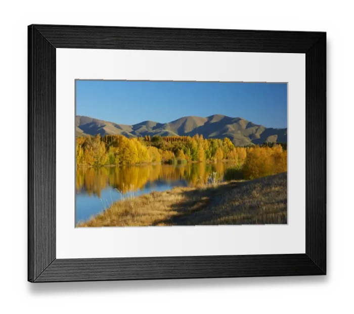 Framed Print : Autumn reflections in Kellands Pond, near Twizel, Mackenzie District, South Canterbury Framed Print : Autumn reflections in Kellands Pond, near Twizel, Mackenzie District, South Canterbury