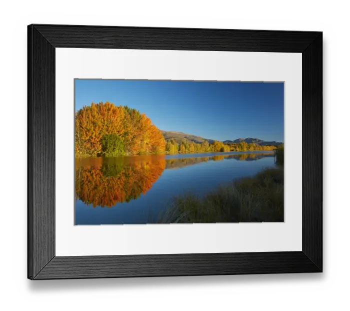 Framed Print : Autumn reflections in Kellands Pond, near Twizel, Mackenzie District, South Canterbury Framed Print : Autumn reflections in Kellands Pond, near Twizel, Mackenzie District, South Canterbury