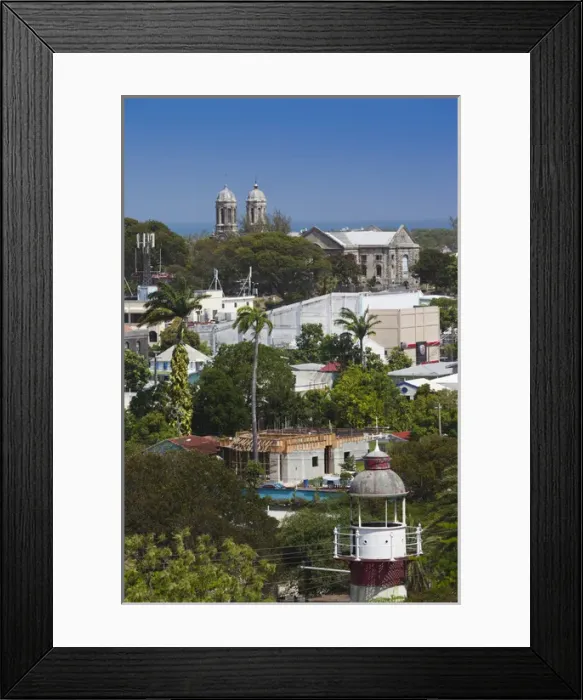 Framed Print : Antigua and Barbuda, Antigua, St. Johns, elevated city view