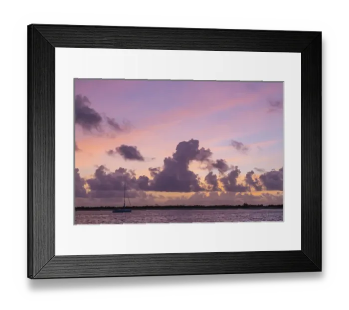 Framed Print : Bahamas, Exuma Island. Sailboat anchored at sunset Framed Print : Bahamas, Exuma Island. Sailboat anchored at sunset