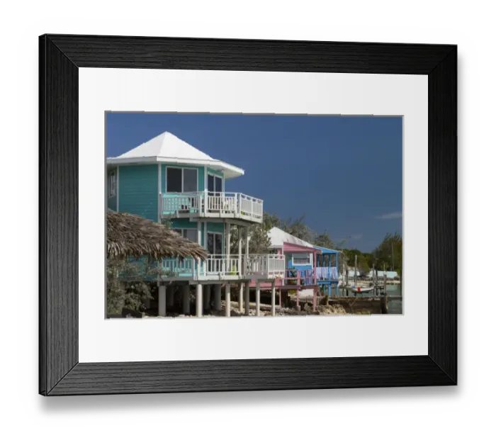 Framed Print : Bahamas, Exuma Island. Rental houses on cay Framed Print : Bahamas, Exuma Island. Rental houses on cay