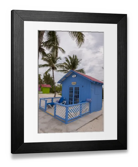 Framed Print : Bahamas, Eleuthera, Princess Cays, beach bungalow