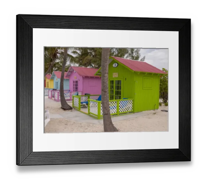 Framed Print : Bahamas, Eleuthera, Princess Cays, beach bungalow Framed Print : Bahamas, Eleuthera, Princess Cays, beach bungalow