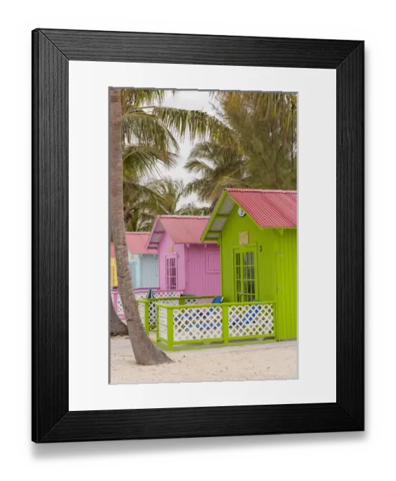 Framed Print : Bahamas, Eleuthera, Princess Cays, beach bungalow Framed Print : Bahamas, Eleuthera, Princess Cays, beach bungalow