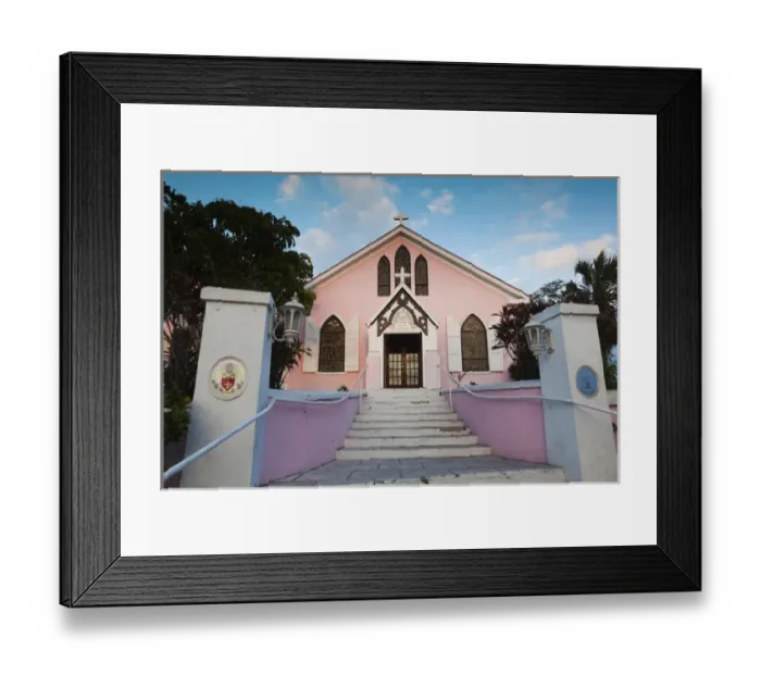 Framed Print : Bahamas, Eleuthera Island, Harbour Island, Dunmore Town, St, Johns Anglican Church