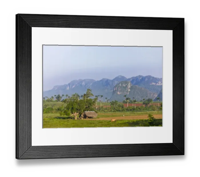 Framed Print : Limestone hill, farming land and tobacco drying house, Vinales Valley, UNESCO World Heritage site Framed Print : Limestone hill, farming land and tobacco drying house, Vinales Valley, UNESCO World Heritage site