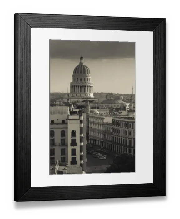 Framed Print : Cuba, Havana, elevated city view above Havana Vieja towards the the Capitolio Nacional Framed Print : Cuba, Havana, elevated city view above Havana Vieja towards the the Capitolio Nacional
