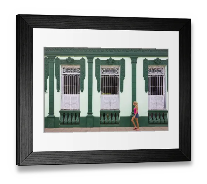 Framed Print : Girl passying an old house, Trinidad, UNESCO World Heritage site, Cuba