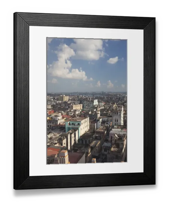 Framed Print : Cuba, Havana, Havana Vieja, elevated view of Old Havana buildings