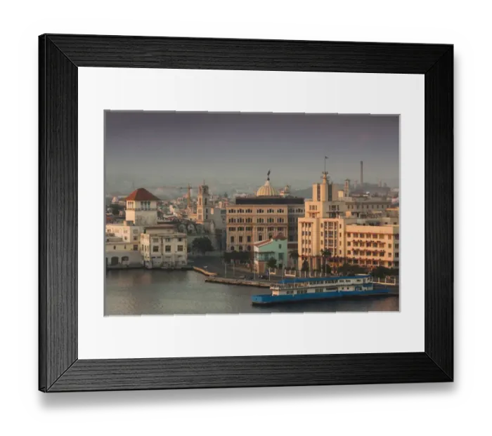 Framed Print : Cuba, Havana, Havana Vieja, elevated view of buildings along Havana Bay, dawn Framed Print : Cuba, Havana, Havana Vieja, elevated view of buildings along Havana Bay, dawn