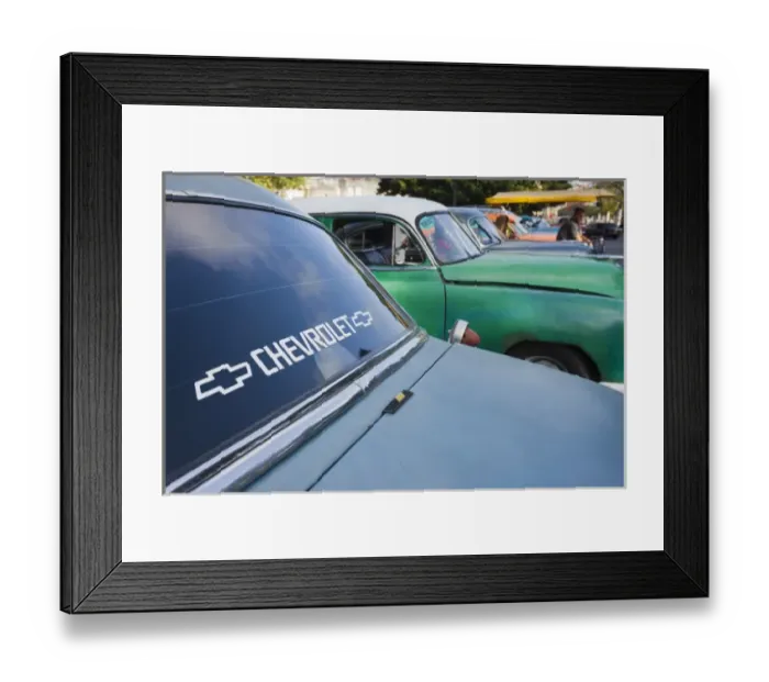 Framed Print : Cuba, Havana, Central Havana, Parque de la Fraternidad, old 1950s-era US cars