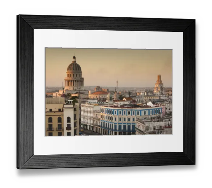 Framed Print : Cuba, Havana, elevated city view towards the Capitolio Nacional, morning Framed Print : Cuba, Havana, elevated city view towards the Capitolio Nacional, morning