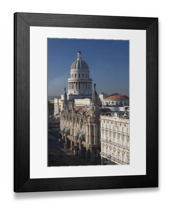 Framed Print : Cuba, Havana, elevated city view towards the Capitolio Nacional, morning with El