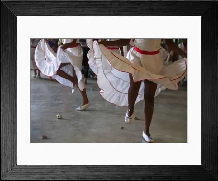 Framed Print : Central America, Cuba, Santa Clara. Cuban Dancers in Skirts