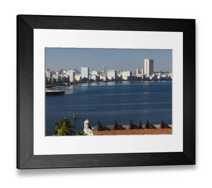 Framed Print : Cuba, Havana, elevated view of the Malecon from the Castillo de los Tres Santos Reys Framed Print : Cuba, Havana, elevated view of the Malecon from the Castillo de los Tres Santos Reys