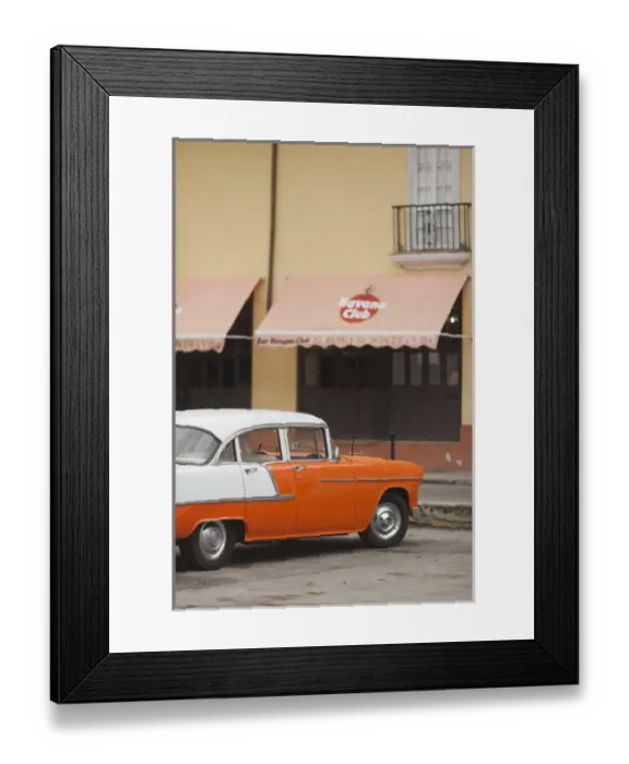 Framed Print : Cuba, Havana, Havana Vieja, morning view of Old Havana street with 1950s-era US car