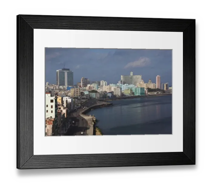 Framed Print : Cuba, Havana, Vedado, elevated view of buildings along the Malecon Framed Print : Cuba, Havana, Vedado, elevated view of buildings along the Malecon