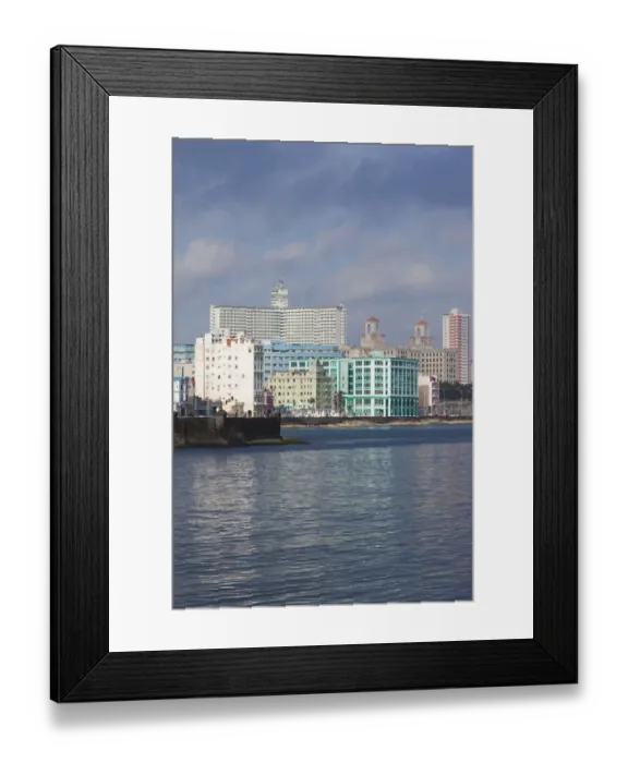 Framed Print : Cuba, Havana, Vedado, elevated view of buildings along the Malecon Framed Print : Cuba, Havana, Vedado, elevated view of buildings along the Malecon
