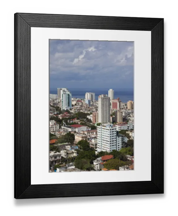 Framed Print : Cuba, Havana, Vedado, elevated view of the Vedado area Framed Print : Cuba, Havana, Vedado, elevated view of the Vedado area