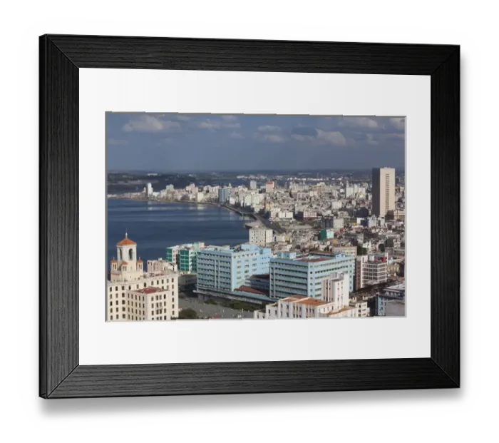 Framed Print : Cuba, Havana, Vedado, elevated view of the Hotel Nacional and the Malecon