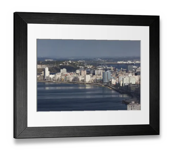Framed Print : Cuba, Havana, Vedado, elevated view of the Malecon