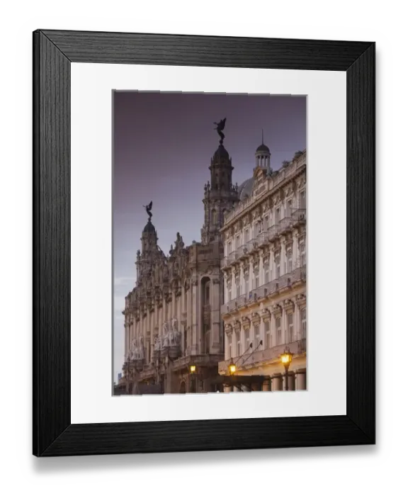 Framed Print : Cuba, Havana, Havana Vieja, Gran Teatro de la Habana and Hotel Inglaterra, dawn