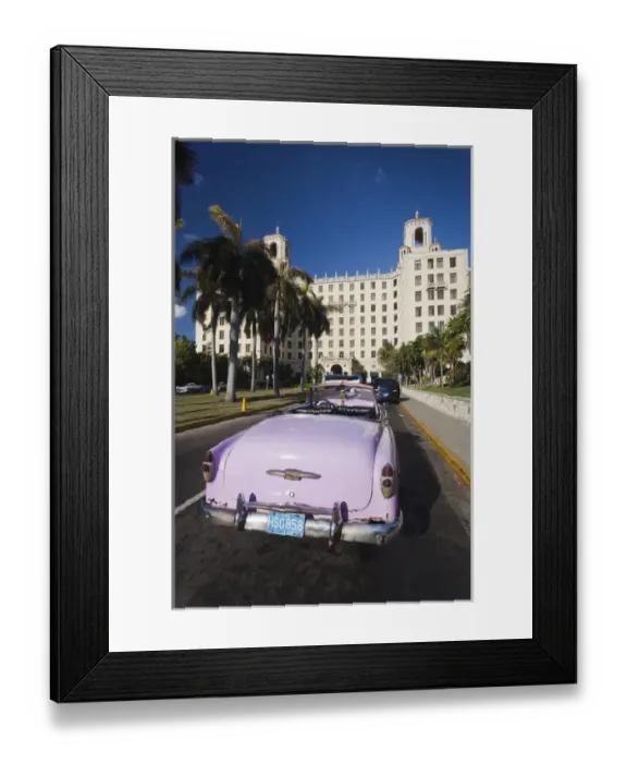 Framed Print : Cuba, Havana, Vedado, Hotel Nacional and 1950s-era US car, late afternoon Framed Print : Cuba, Havana, Vedado, Hotel Nacional and 1950s-era US car, late afternoon