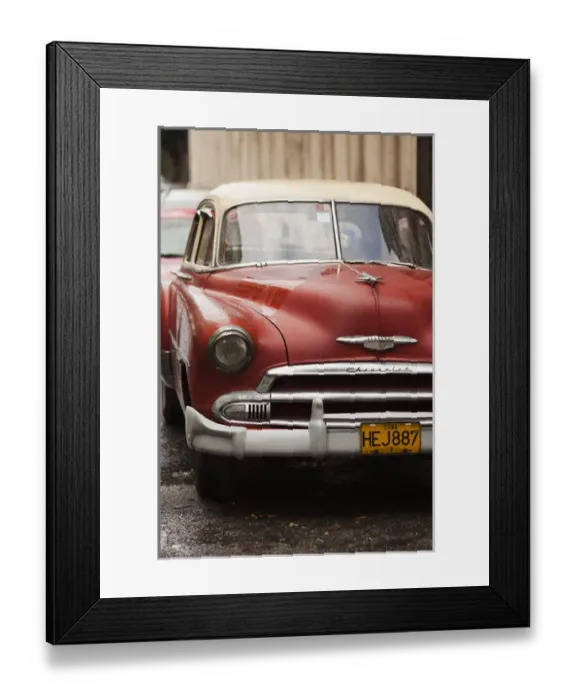 Framed Print : Cuba, Havana, Havana Vieja, morning view of Old Havana street with 1950s-era US car