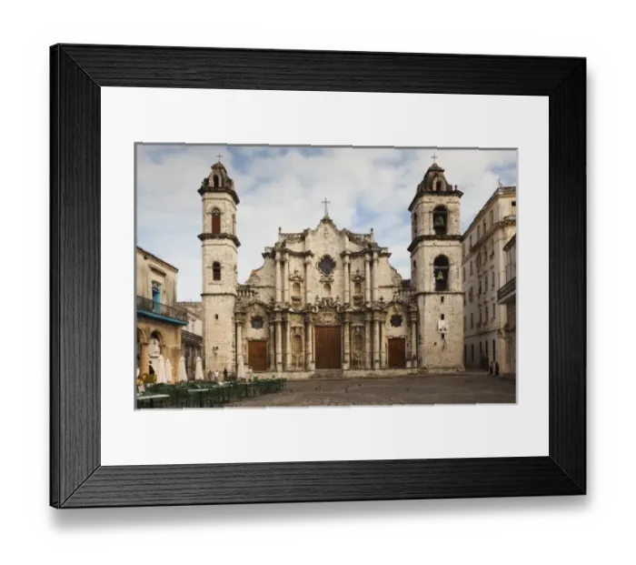Framed Print : Cuba, Havana, Havana Vieja, Plaza de la Catedral, Catedral de San Cristobal de la Habana