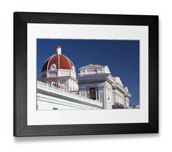Framed Print : Cuba, Cienfuegos Province, Cienfuegos, town buildings