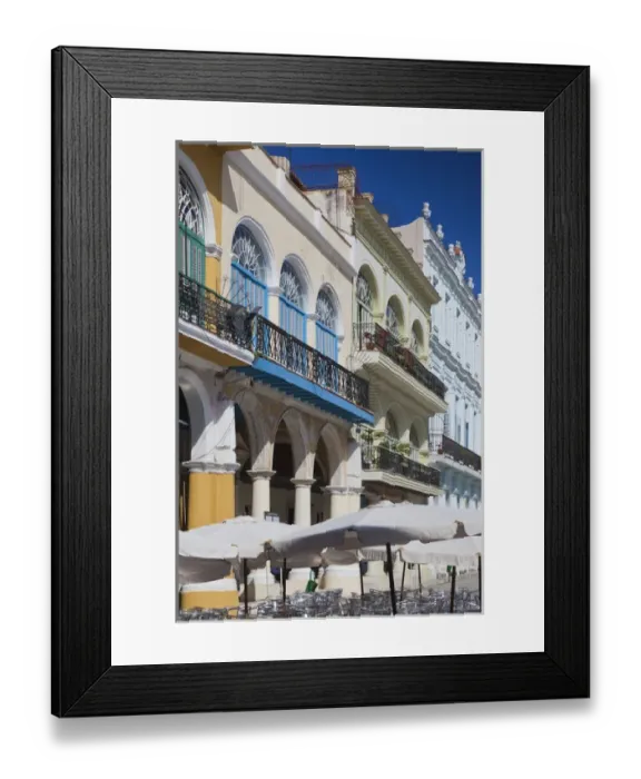 Framed Print : Cuba, Havana, Havana Vieja, Plaza Vieja, renovated buildings