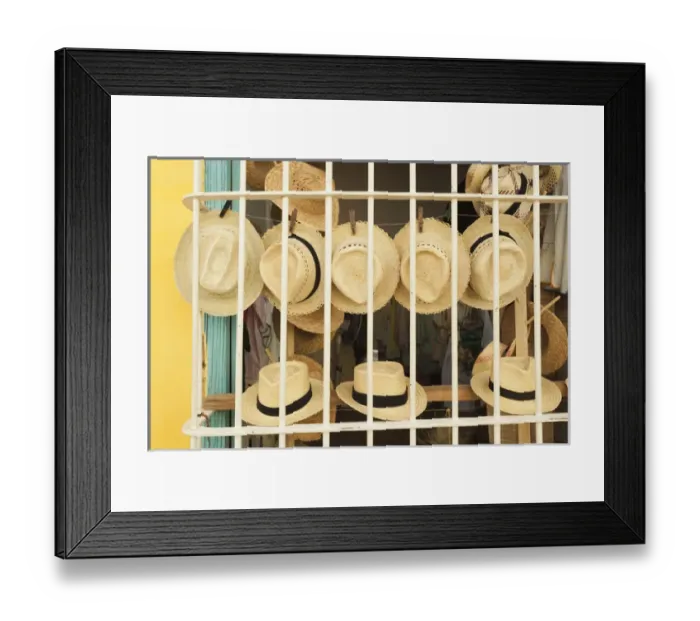 Framed Print : Cuba, Sancti Spiritus Province, Trinidad, Cuban Souvenirs, straw hats