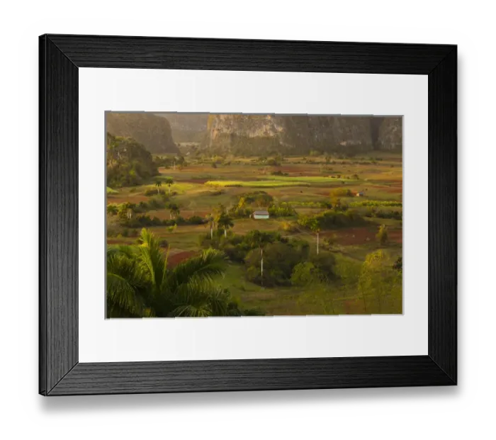 Framed Print : Cuba, Pinar del Rio Province, Vinales, Vinales Valley, elevated view, dusk