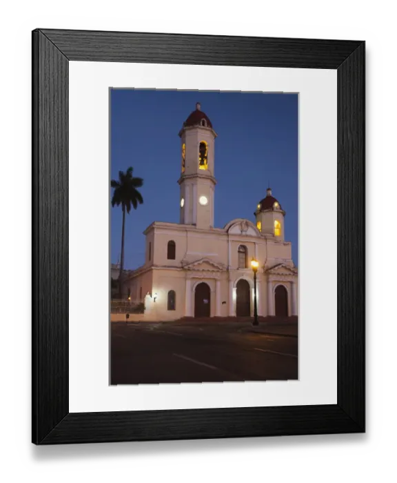 Framed Print : Cuba, Cienfuegos Province, Cienfuegos, Catedral de Purisima Concepcion cathedral, dusk