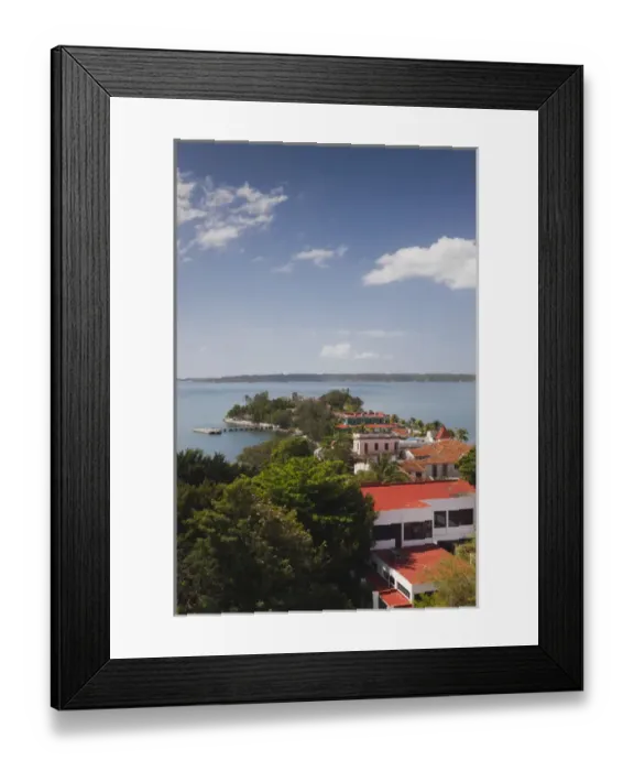 Framed Print : Cuba, Cienfuegos Province, Cienfuegos, Punta Gorda, elevated view