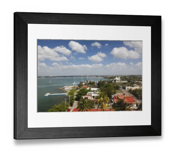 Framed Print : Cuba, Cienfuegos Province, Cienfuegos, Punta Gorda, elevated view