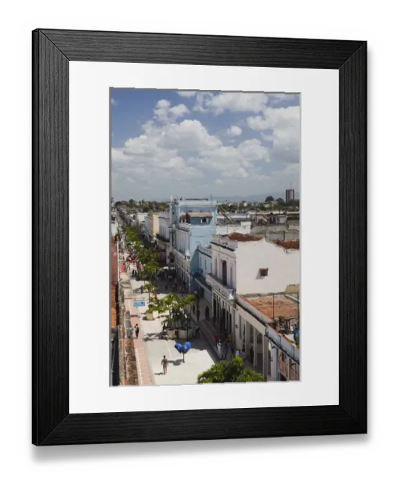 Framed Print : Cuba, Cienfuegos Province, Cienfuegos, Avenida 54, pedestrian street, elevated view Framed Print : Cuba, Cienfuegos Province, Cienfuegos, Avenida 54, pedestrian street, elevated view