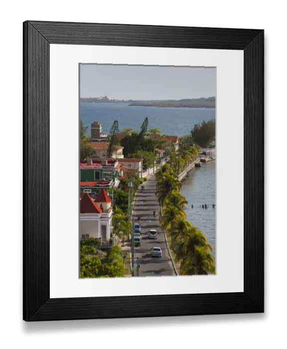 Framed Print : Cuba, Cienfuegos Province, Cienfuegos, Punta Gorda, elevated view, late afternoon