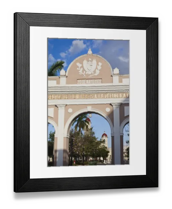 Framed Print : Cuba, Cienfuegos Province, Cienfuegos, Parque Jose Marti, Arco de Triunfo arch, late Framed Print : Cuba, Cienfuegos Province, Cienfuegos, Parque Jose Marti, Arco de Triunfo arch, late