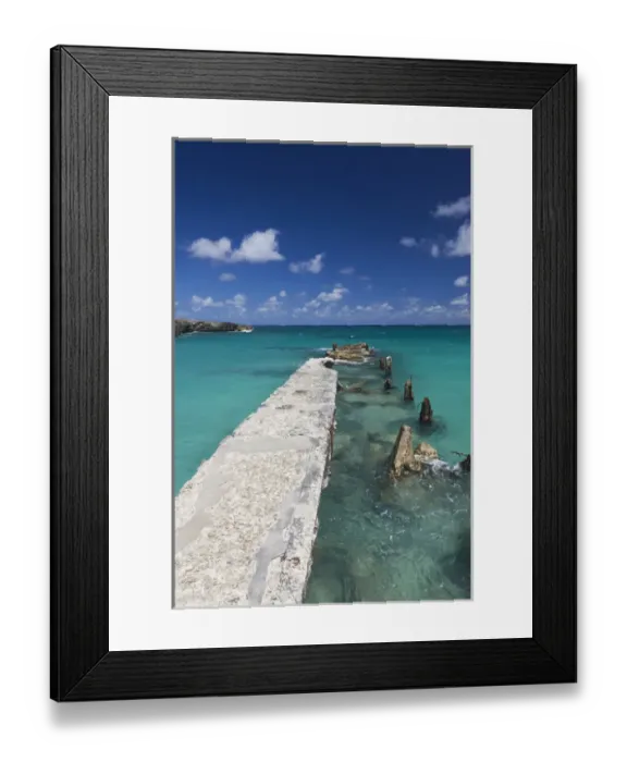 Framed Print : Cuba, Havana Province, Playas del Este, Playa Jibacoa beach, pier