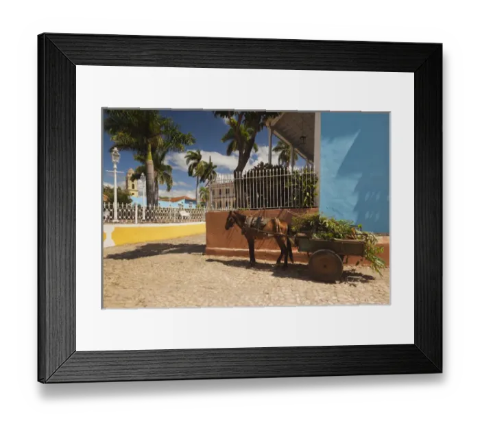Framed Print : Cuba, Sancti Spiritus Province, Trinidad, Plaza Mayor, horse and wagon Framed Print : Cuba, Sancti Spiritus Province, Trinidad, Plaza Mayor, horse and wagon