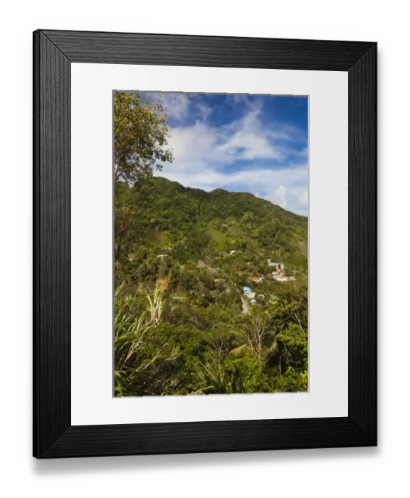 Framed Print : Dominica, Roseau, Grand Bay Area, Petite Savanne town view